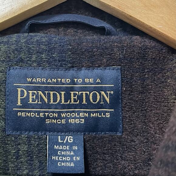 Pendleton Womens Wool Blend Plaid Topper Coat Size L Navy Heavyweight Winter NWT - Picture 8 of 10